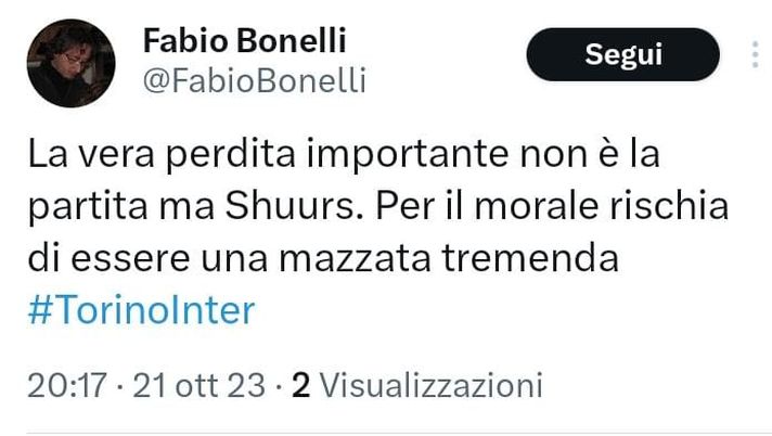Torino-Inter: 0-3, le reazioni social: “La vera perdita è Schuurs” Torino-Inter: 0-3, le reazioni social: “La vera perdita è Schuurs” - immagine 1