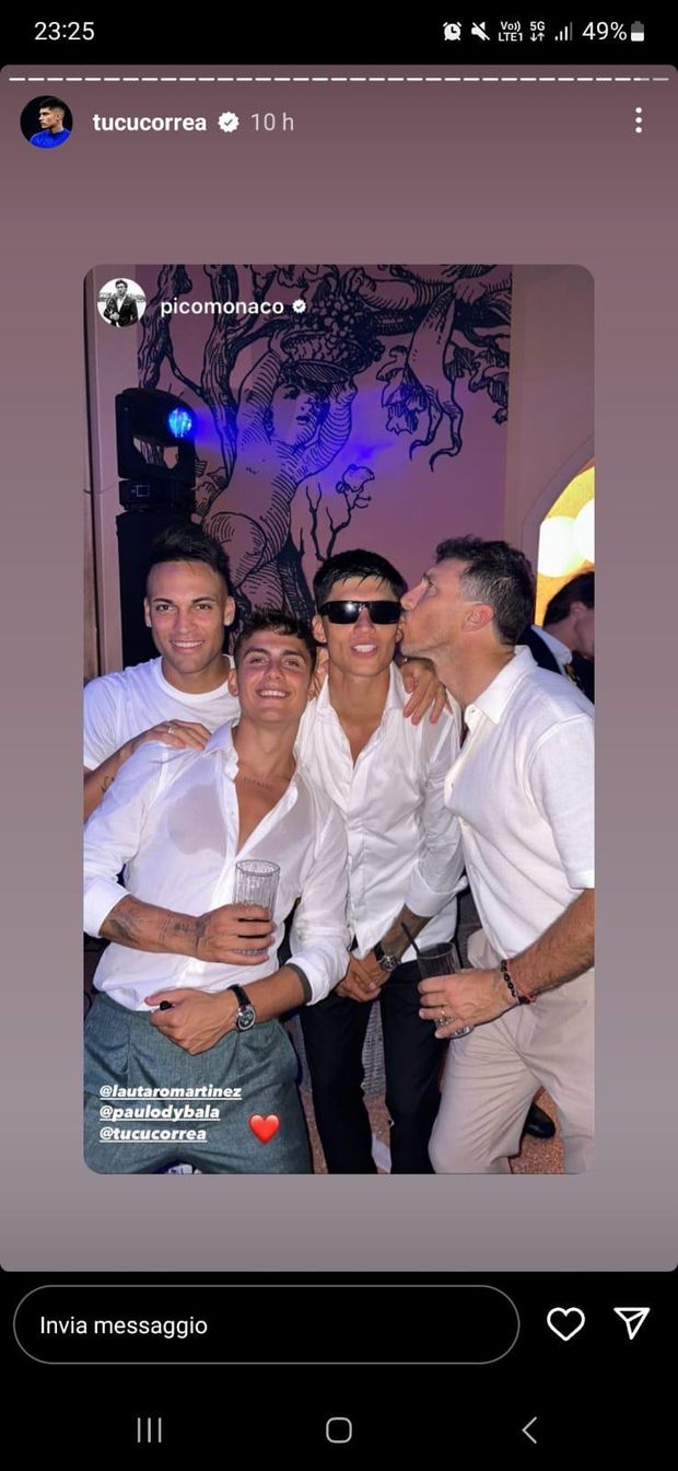 Lautaro Martinez e Dybala scatenati al matrimonio di Correa: drink e non solo- immagine 4