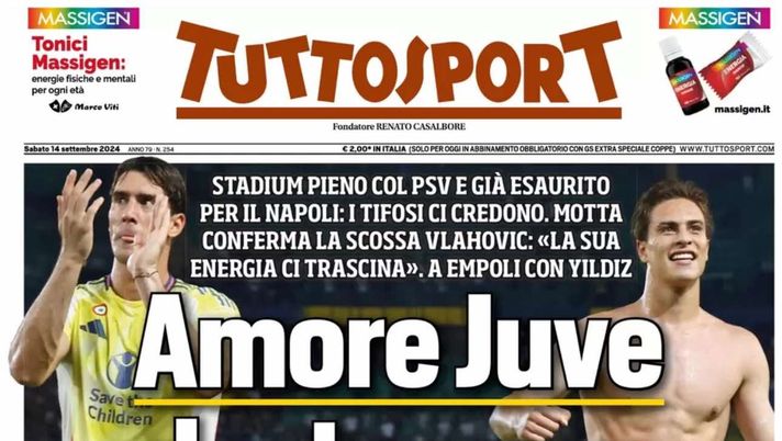 prima pagina tuttosport oggi