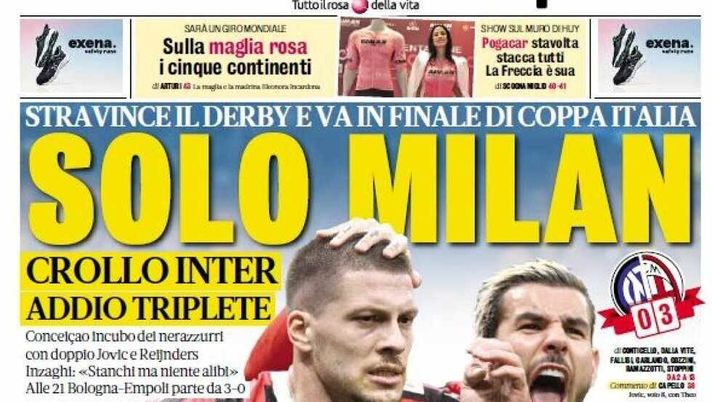 PRIMA PAGINA GAZZETTA DELLO SPORT OGGI: “Inzaghi al rinnovo, ci metto la firma”