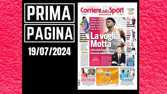 Prima Pagina Corriere dello Sport 19 luglio