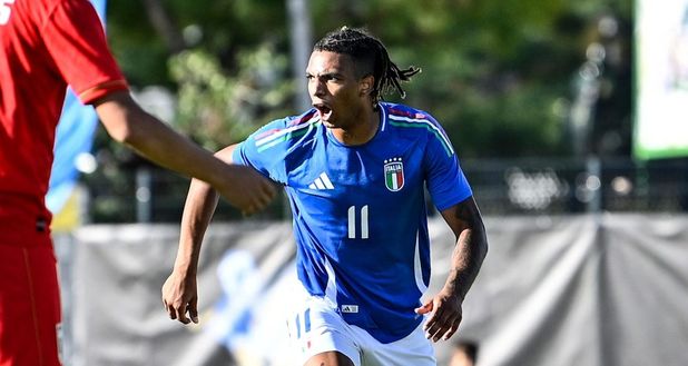 AUBAGNE, FRANCE - JUNE 10: Ndour Cher of Italy U21 celebrates after scoring the 0-0 goal Italy U21 during the 50th Tournoi Maurice Revello match between Italy U21 and Panama U23 at Stade Jules Ladoumègue on June 10, 2024 in Aubagne, France. (Photo by Diego Puletto/Getty Images) Cher Ndour