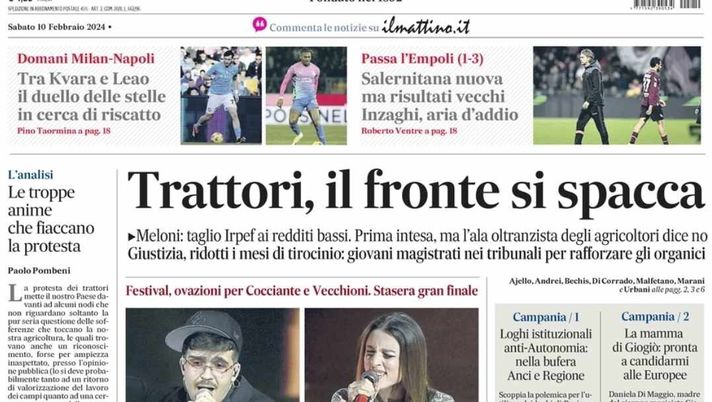 PRIMA PAGINA IL MATTINO: “Tra Kvara e Leao il duello delle stelle in cerca di riscatto” - immagine 1