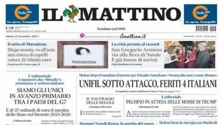 prima pagina il mattino oggi