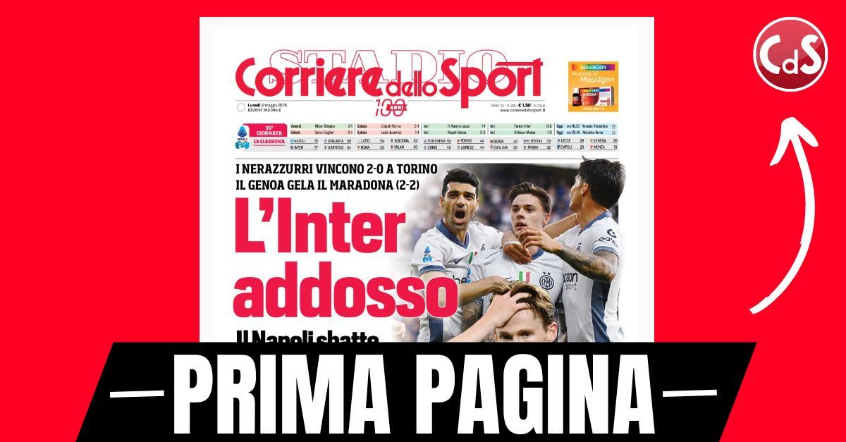 Prima pagina Corriere dello Sport: “Il Napoli sbatte, l’Inter addosso” Prima pagina Corriere dello Sport: “Il Napoli sbatte, l’Inter addosso”