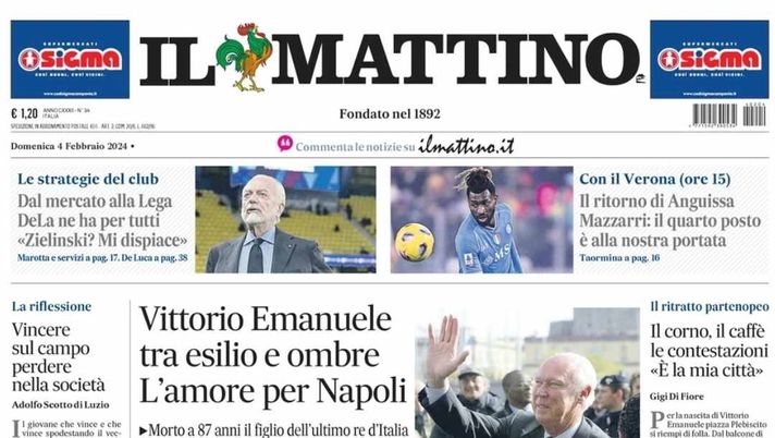 PRIMA PAGINA IL MATTINO: “DeLa ne ha per tutti, il ritorno di Anguissa” - immagine 1
