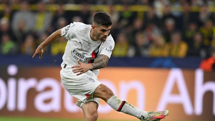 Christian Pulisic, attaccante del Milan. Qui in Borussia Dortmund-Milan (getty images)