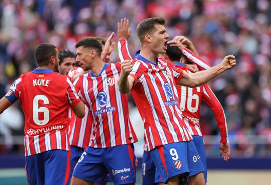 L'Atlético Madrid esulta dopo l'ennesima vittoria raggiunta. (Foto di Florencia Tan Jun/Getty Images) Sorloth