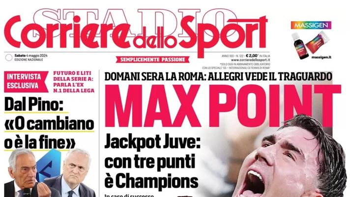 prima pagina corriere dello sport oggi