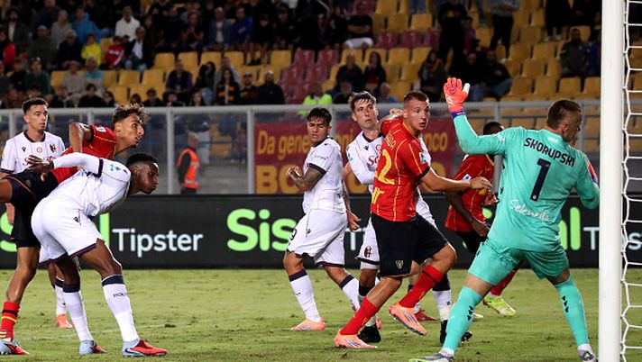 LECCE, ITALY - SEPTEMBER 28: Francesco Camarda of US Lecce scores his teams equalizing goal during the Serie A match between US Lecce and Bologna FC 1909 at Stadio Via del Mare on September 28, 2025 in Lecce, Italy. (Photo by Maurizio Lagana/Getty Images) Lucarelli Camarda
