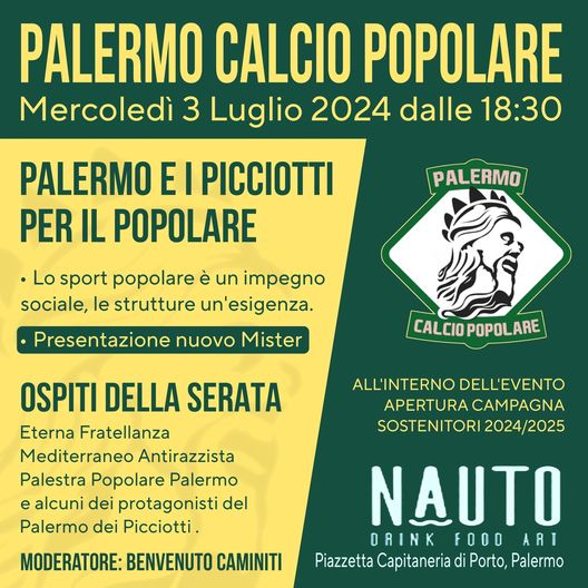 Palermo Calcio Popolare, il 3 luglio la presentazione di mister Galeoto- immagine 2