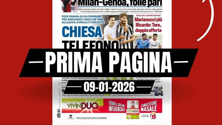 Prima pagina Tuttosport: 'Milan-Genoa, folle pari: Leao gol, rigori reclamati. Poi ...'