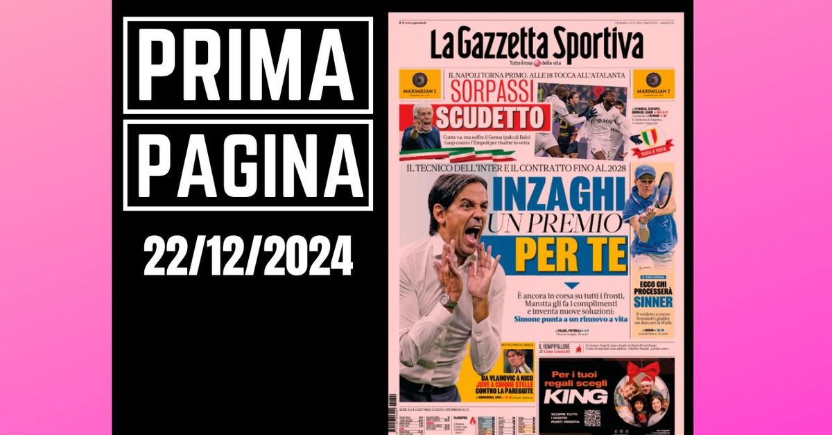 Prima pagina Gazzetta dello Sport: la sfida Scudetto si accende