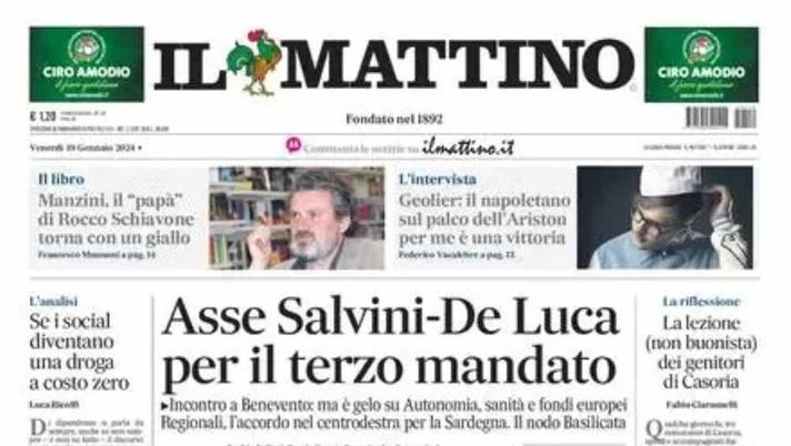 LA PRIMA PAGINA IL MATTINO: “Zerbin d’Arabia, Fiorentina battuta” - immagine 1