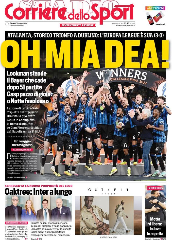 Il Corriere dello Sport, la prima pagina di oggi, giovedì 23 maggio 2024 Il Corriere dello Sport