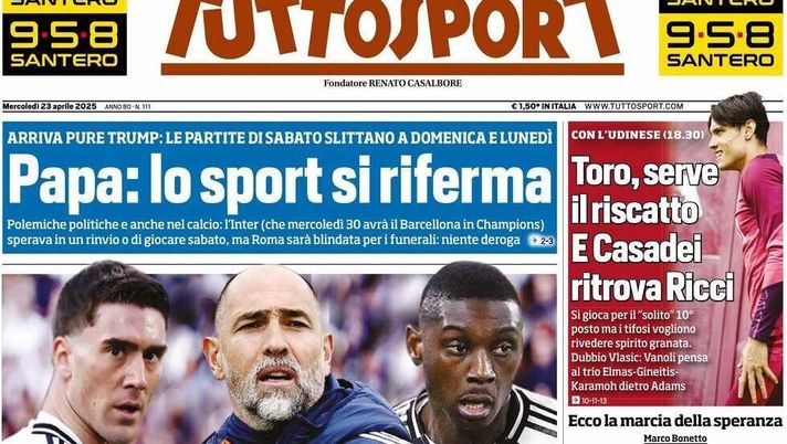 prima pagina tuttosport oggi