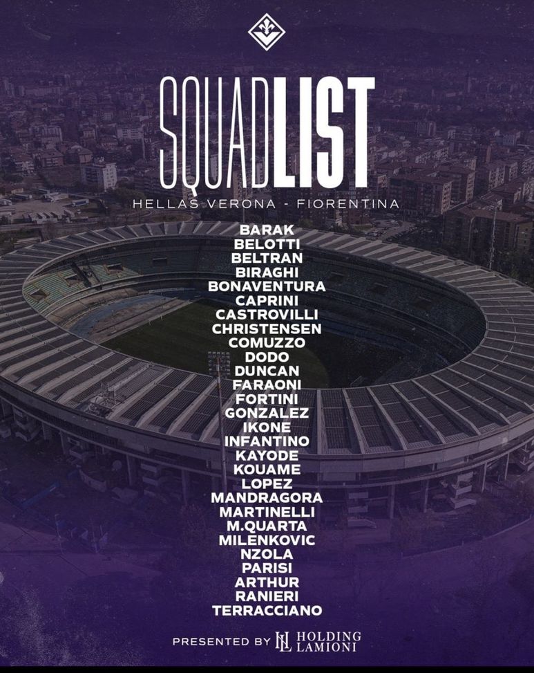 Fiorentina, i convocati di Italiano per Verona: due primavera aggregati- immagine 2