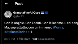 Atalanta-Torino 1-1, le reazioni social: “Con le unghie. Con i denti. Con Vanja”