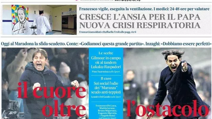 prima pagina il mattino oggi