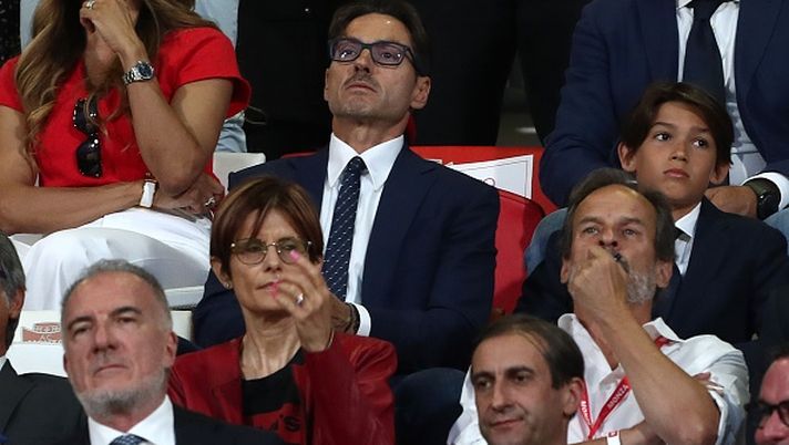 MONZA, ITALY - AUGUST 08: Piersilvio Berlusconi looks on before the Trofeo Silvio Berlusconi between AC Monza and AC Milan at U-Power Stadium on August 08, 2023 in Monza, Italy. (Photo by Marco Luzzani/Getty Images) Piersilvio Berlusconi: 'Nel Milan si vede la mano di Allegri'