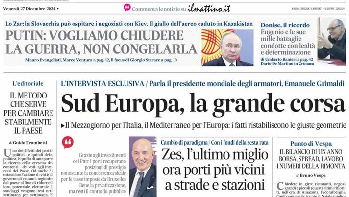 prima pagina il mattino oggi