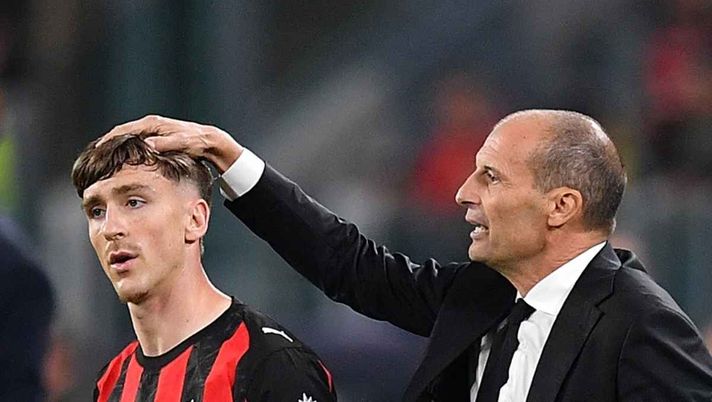 Alexis Saelemaekers e Massimiliano Allegri (esterno e allenatore AC Milan) | AC Milan News (Foto Getty Images) Allegri su Saelemaekers: 'Quando gioca dà tanto ma va fuori ritmo'