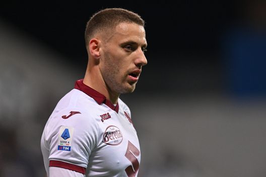REGGIO NELL'EMILIA, ITALY - APRIL 03: Nikola Vlasic of Torino FC reacts during the Serie A match between US Sassuolo and Torino FC at Mapei Stadium - Citta' del Tricolore on April 03, 2023 in Reggio nell'Emilia, Italy. (Photo by Alessandro Sabattini/Getty Images)