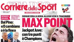 PRIMA PAGINA CORRIERE DELLO SPORT OGGI: “Max point, jackpot Juve: con tre punti è Champions”