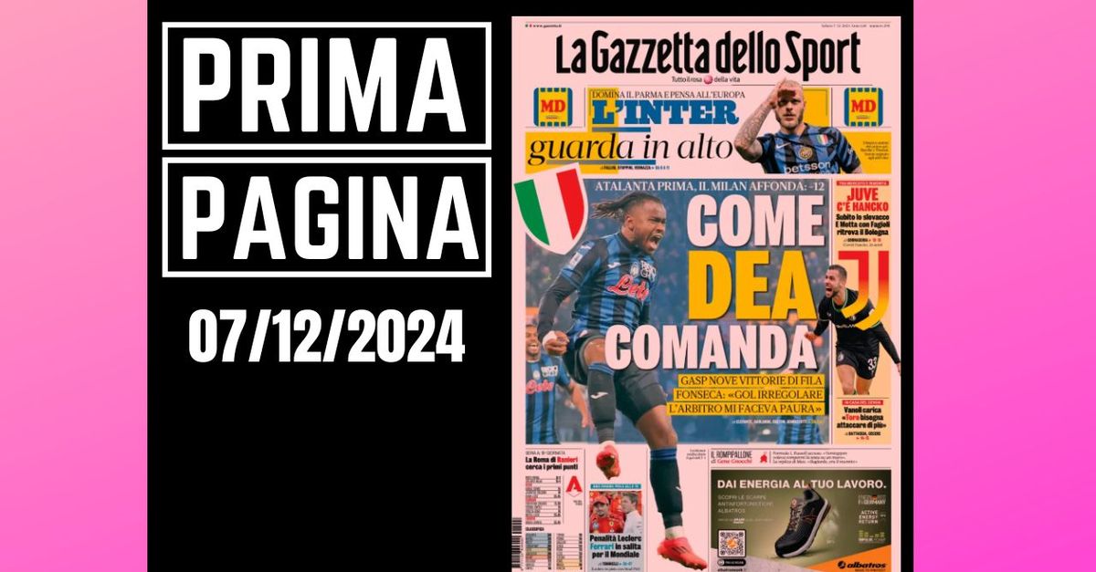 Prima pagina Gazzetta dello Sport: Atalanta prima, il Milan affonda a meno 12