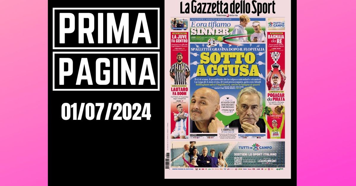 Prima pagina Gazzetta dello Sport: “Spalletti e Gravina sotto accusa”