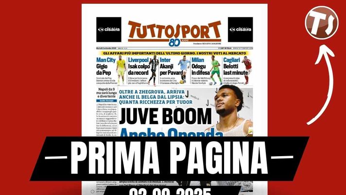 Prima pagina Tuttosport: 'Milan, Odogu in difesa. Niente Dovbyk'