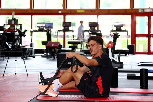 Ardon Jashari of AC Milan in action during the athletic testing session at Milanello (Photo by Giuseppe Cottini/AC Milan via Getty Images) Jashari Milanello