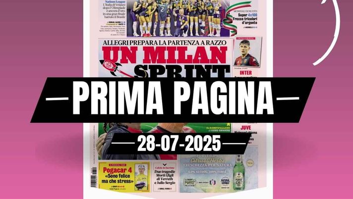 Prima pagina Gazzetta dello Sport: 'Allegri prepara un Milan sprint'
