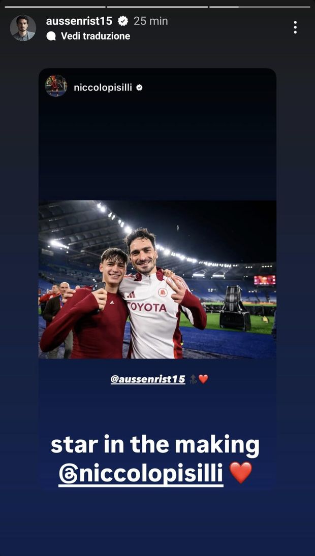 Hummels esalta Pisilli sui social: “Stella nascente”- immagine 2