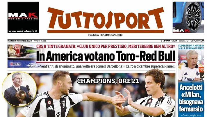 prima pagina tuttosport oggi