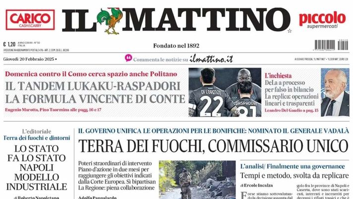 prima pagina il mattino oggi