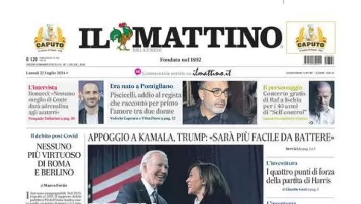 PRIMA PAGINA IL MATTINO OGGI: “Bonucci: Nessuno meglio di Conte darà adrenalina agli azzurri” prima pagina il mattino oggi
