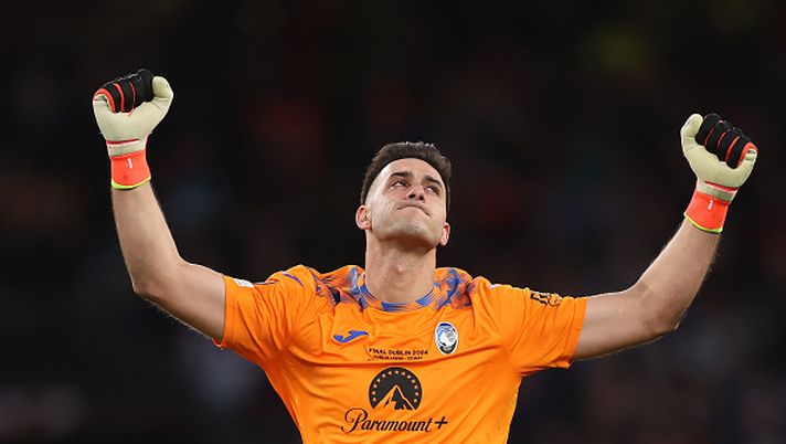 DUBLIN, IRELAND - MAY 22: Juan Musso of Atalanta BC celebrates after Ademola Lookman scores his team's third goal, completing his hat-trick, during the UEFA Europa League 2023/24 final match between Atalanta BC and Bayer 04 Leverkusen at Dublin Arena on May 22, 2024 in Dublin, Ireland. (Photo by Julian Finney/Getty Images) Atalanta, UFFICIALE: Juan Musso ceduto all’Atletico Madrid - immagine 1