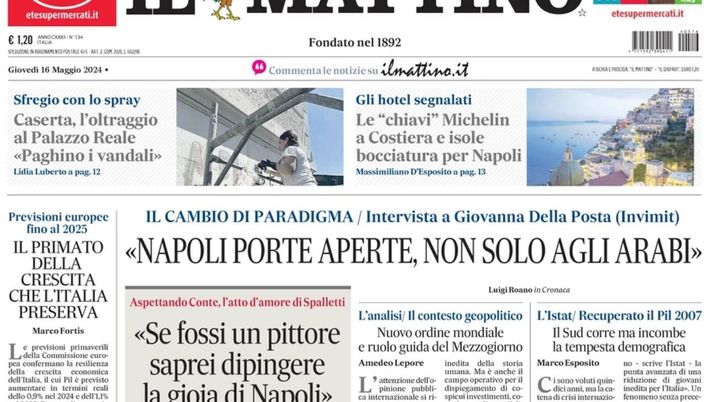 prima pagina il mattino oggi