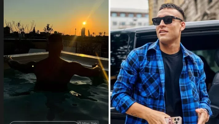 Lautaro Martinez è tornato a Milano e saluta tutti con un bagno vista tramonto - immagine 1