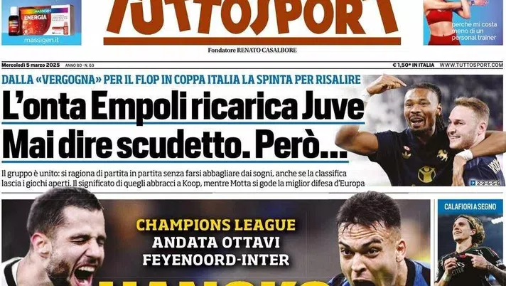 prima pagina tuttosport oggi