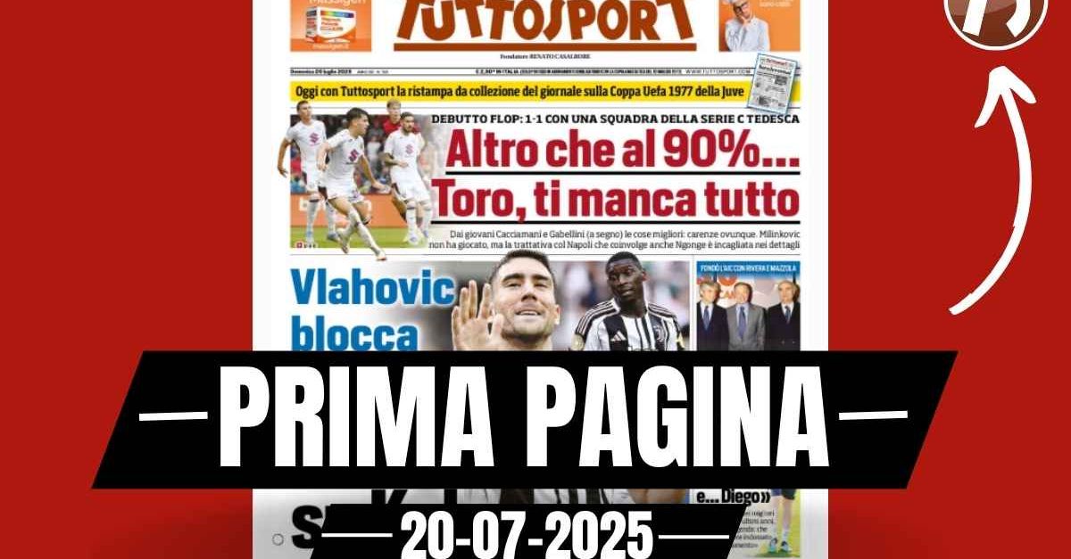 Prima pagina Tuttosport: Vlahovic blocca il mercato della Juve Prima pagina Tuttosport: Vlahovic blocca il mercato della Juve