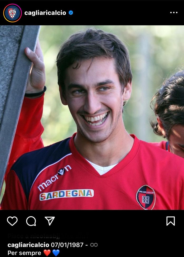 Astori, anche il Cagliari ricorda Davide sui social: “Per sempre”- immagine 2