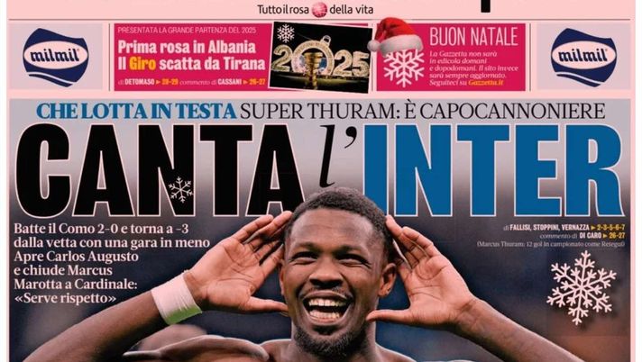 PRIMA PAGINA GAZZETTA DELLO SPORT OGGI: “Inzaghi al rinnovo, ci metto la firma”