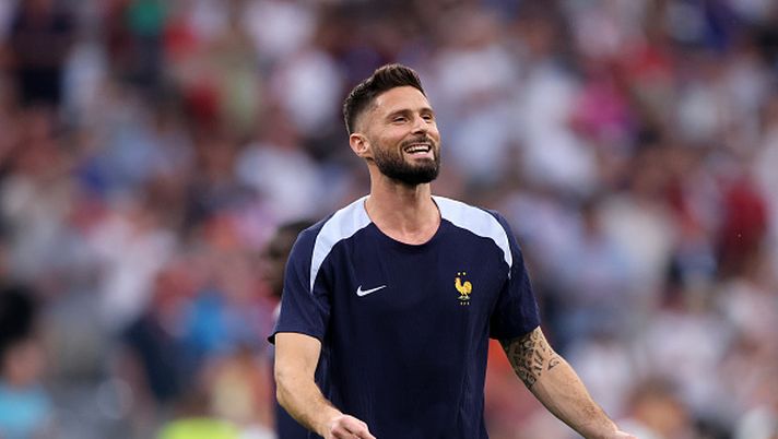 MUNICH, GERMANY - JULY 09: Olivier Giroud of France looks on as he warms up prior to the UEFA EURO 2024 Semi-Final match between Spain and France at Munich Football Arena on July 09, 2024 in Munich, Germany. (Photo by Alex Grimm/Getty Images) olivier-giroud-ha-regalato-la-vittoria-al-lille-contro-il-marsiglia