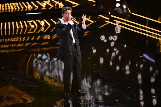 SANREMO, ITALY - MARCH 03: Willie Peyote is seen on stage at the 71th Sanremo Music Festival 2021 at Teatro Ariston on March 03, 2021 in Sanremo, Italy. (Photo by Jacopo M. Raule/Getty Images)