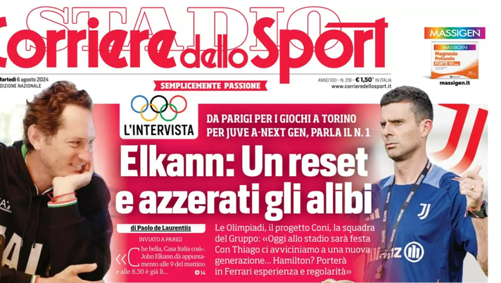 PRIMA PAGINA CORRIERE DELLO SPORT OGGI: “Elkann: un reset e azzerati gli alibi” PRIMA PAGINA CORRIERE DELLO SPORT OGGI: “Elkann: un reset e azzerati gli alibi” - immagine 1