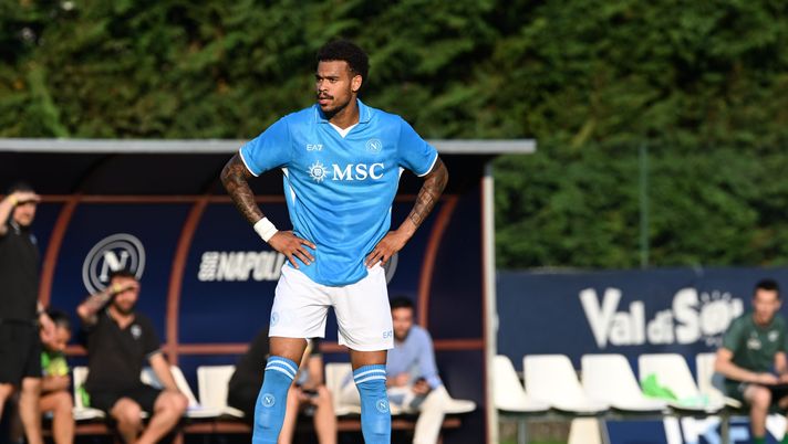 DIMARO, ITALY - JULY 16: SSC Napoli Cyril Ngonge
during the Pre-season Friendly match between SSC Napoli and ASD Anaune Val di Non on July 16, 2024 in Dimaro, Italy. (Photo by SSC NAPOLI/SSC NAPOLI via Getty Images) ngonge