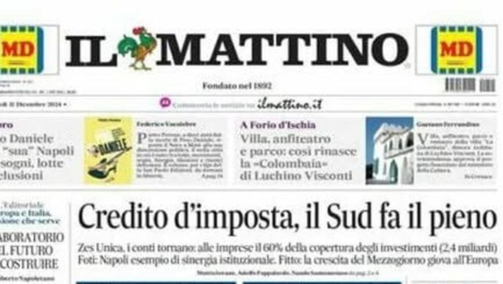 prima pagina il mattino oggi