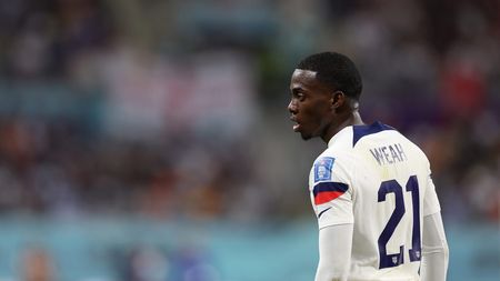 DOHA, QATAR - DECEMBER 03: Timothy Weah of United States in action during the FIFA World Cup Qatar 2022 Round of 16 match between Netherlands and USA at Khalifa International Stadium on December 03, 2022 in Doha, Qatar. (Photo by Richard Heathcote/Getty Images)
